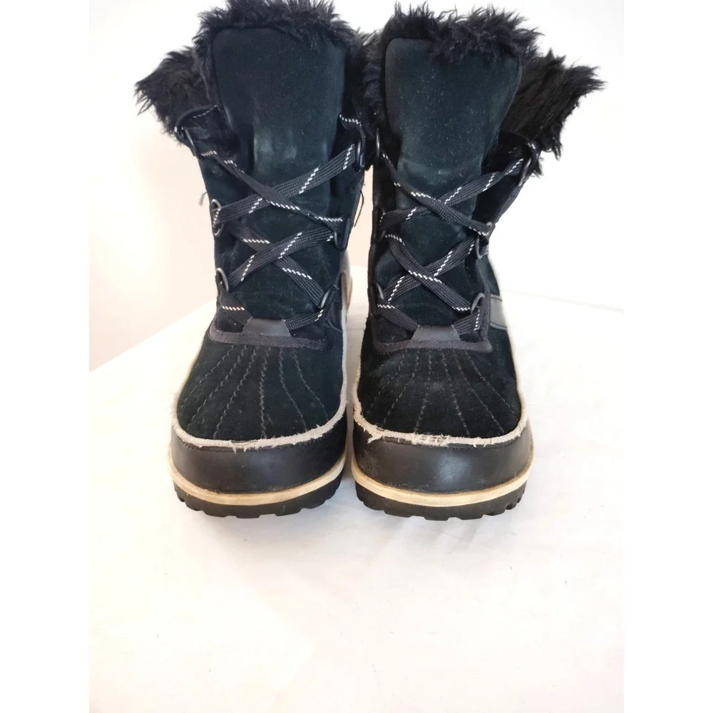 Sorel Women'7.5 Joan of Arctic Black Suede Fur Lined Waterproof Snow Winter Boot